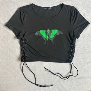 SHEIN Size Large Butterfly Print Crop Top